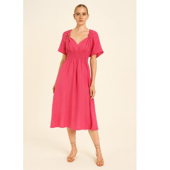 R.G. Kane Christy Midi Dress Medium Pink NWT - Picture 1 of 9